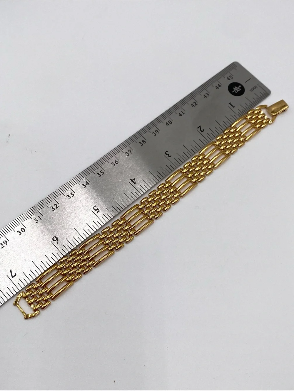 Vintage Napier Bracelet Linked Gold Tone Fold Over Clasp 7”